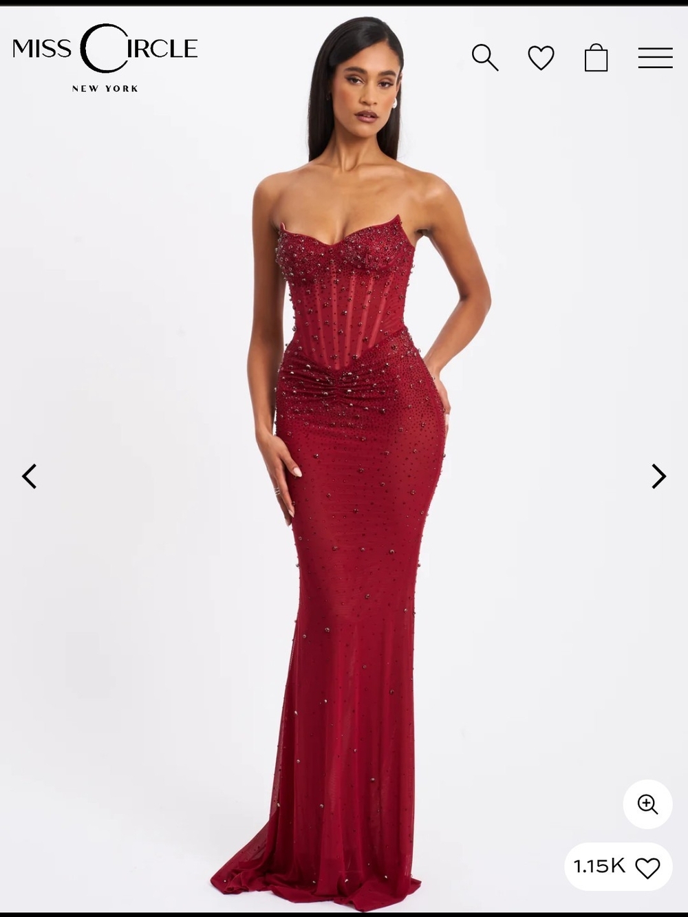 Burgundy Beaded Strapless Corset Gown Size XS (Sold Out On Their Website)